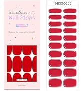 MelodySusie Semi Cured Gel Nail Strips (Red)- Works with Nail lamp, Salon-Quality, Long Lasting, ...