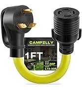 Campzlly NEMA TT-30P to L14-30R Generator Adapter Cord, 30 Amp 3 Prong to 4 Prong Generator Trans...