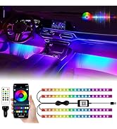 YM E-Brightt 72 LED Interior Car Strip Lights for Car App Control Led Lights with Charger Music S...