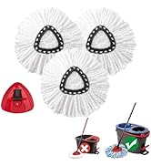 3 Pack Spin Mop Replacement Heads Compatible with O Cedar RinseClean 2-Tank System, Microfiber Sp...