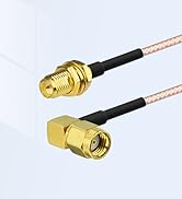 RP-SMA Male Right Angle to RP-SMA Female Bulkhead Mount RG316 Antenna Extension