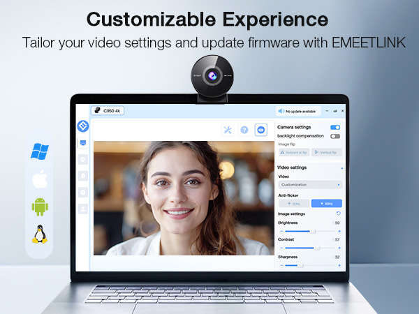 EMEETLINK lets you customize image settings and upgrade firmware easily