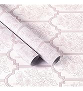 Peel and Stick Flower Vintage Wallpaper - White and Pink Print Contact Paper - Self Adhesive Flor...