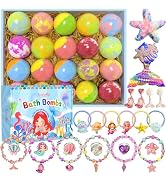 Mermaid Bath Bombs for Kids Girls with Surprise Inside, 20 Pcs Fun Princess Fizzy Bath Bomb with ...