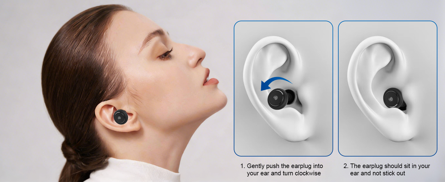 Gently push the earplug intoyour ear and turn clockwise