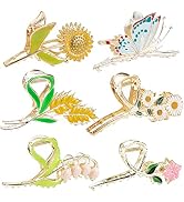 6 Pcs Flower Claw Clip Metal Hair Clips for Women&amp;Girls Large Tulip Hair Claw Clips Nonslip 6 Sty...