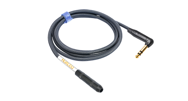 HUALEU 6FT 6.35mm Right Angle TRS Stereo Male to Female Audio Extension Cord