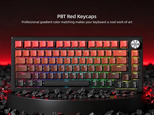 Shine Through Keycaps, PBT Keycaps, Red Keycaps 135 Keys