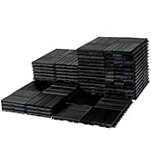 VICTORY RELAX Acacia Wood Patio Deck Tiles - 27 Pcs 12 Slats Interlocking Decking Tiles for Patio...