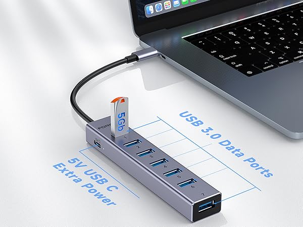 7 ports USB A hub