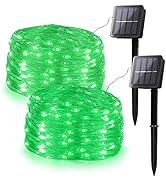 woohaha 2 Pack 100 LED Solar Green String Lights,33ft Solar Halloween Lights Outdoor,8 Modes Wate...