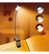 KTEBO Rechargeable Book Reading Light - Adjustable Brightness, 3 Color Temperatures, 30+ Hours Ru...