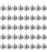 Suwimut 40 Pack Mirror Disco Ball, 2 Inch Silver Hanging Disco Light Mirror Ball with Attached St...