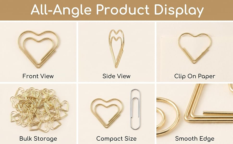 Gold Heart Paper Clips 50 Pcs