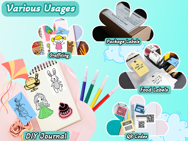 10 Rolls Sticker Paper, Self-Adhesive Thermal HD Photo Paper, Mini Pocket Printer Sticker Paper