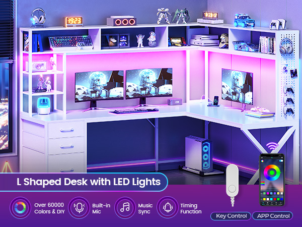 corner computer desk with storage drawers white gaming desk
