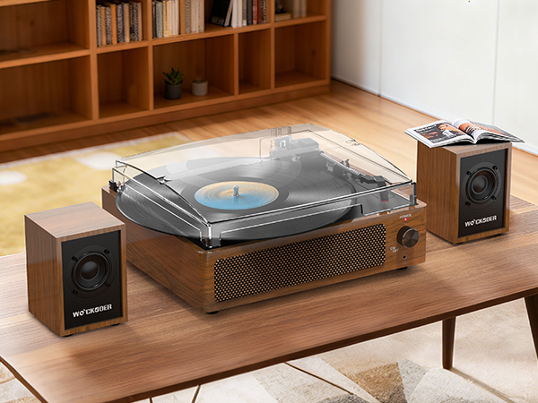 turntable for vinyl records with speakers