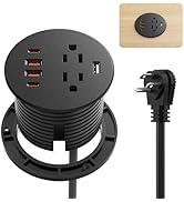 QBA Recessed Power Grommet with USB Data Transfer, Desk Charging Station with USB-C 35W,2 AC Outl...