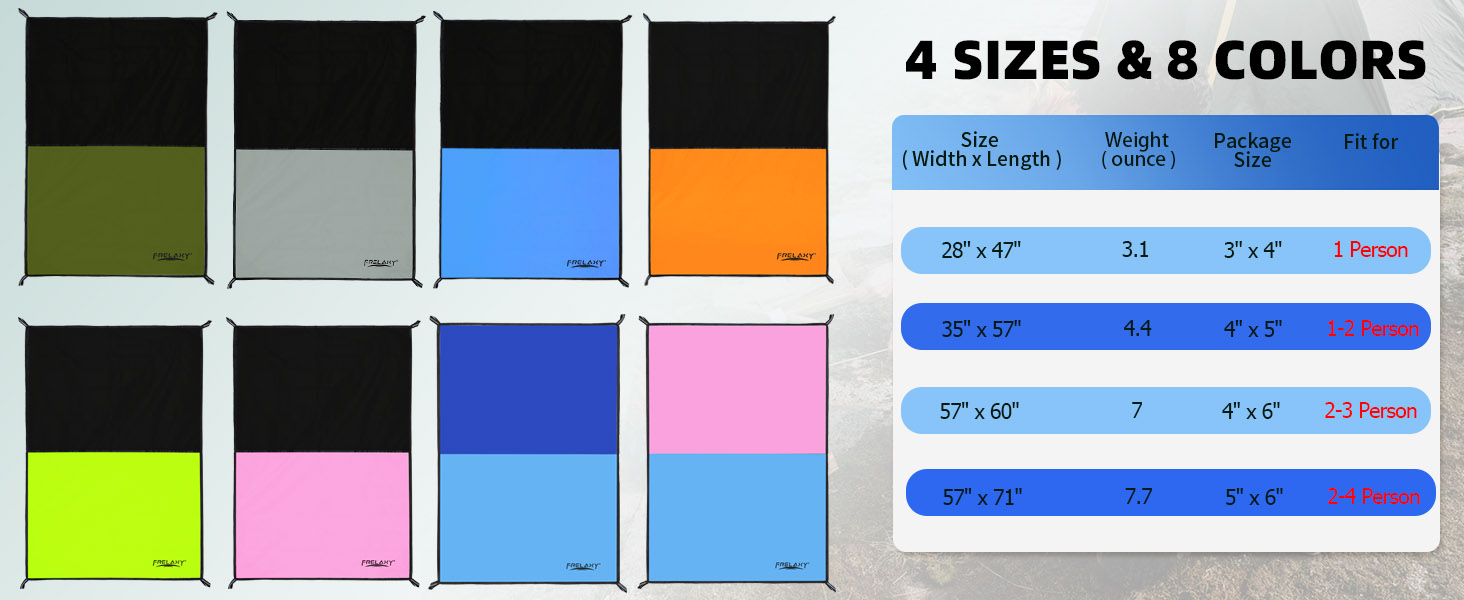 4 sizes 8 colors