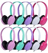 10 Pack Classroom Headphones for School Kids Students, Durable On Ear Comfy Wired Headset for Chi...