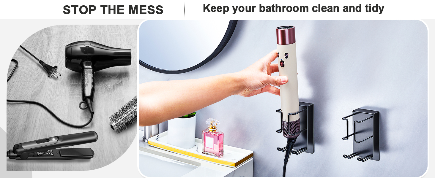 Bathroom organization product demonstration showing installation and usage sequence, featuring wall-mounted storage solutions with hands demonstrating product placement.