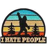 XMJY I Hate People Patch, Sasquatch Bigfoot Embroidered Hook and Loop Patches, Funny Sarcastic Mo...