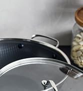 Blue Diamond Hybrid Stainless Steel 12” Wok with Lid, PFAS-Free Non-Stick Ceramic High Wall Stir-...
