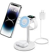 Magnetic Wireless Charging Station for Apple Series, 3-in-1 Standard 15W Fast Phone Charger Stand...