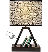 Briever USB C Touch Control Table Lamp, 3-Way Dimmable Desk Lamp with USB C &amp; USB A and AC Outlet...