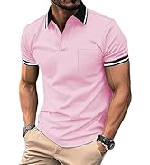 ZITY Mens Polo Shirts Casual Short Sleeve Athletic T-Shirts Classic Contrast Collar Shirt with Po...