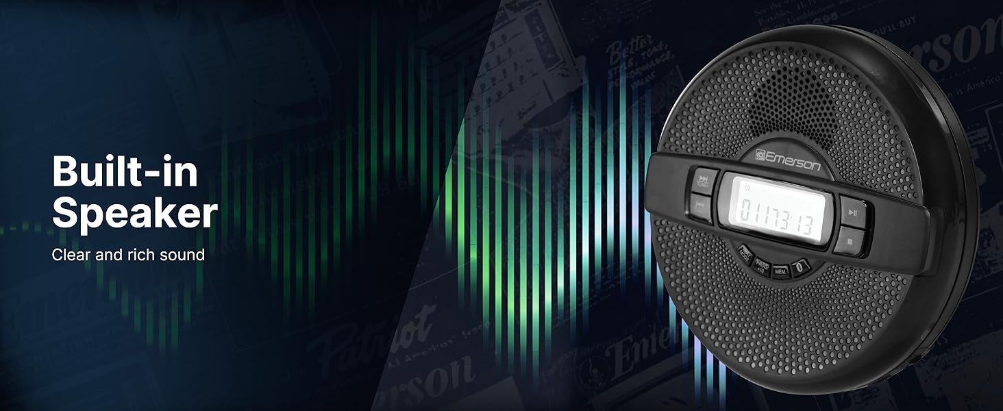 CD crisp audio delivered by the built-in speaker, providing a delightful CD-listening experience.