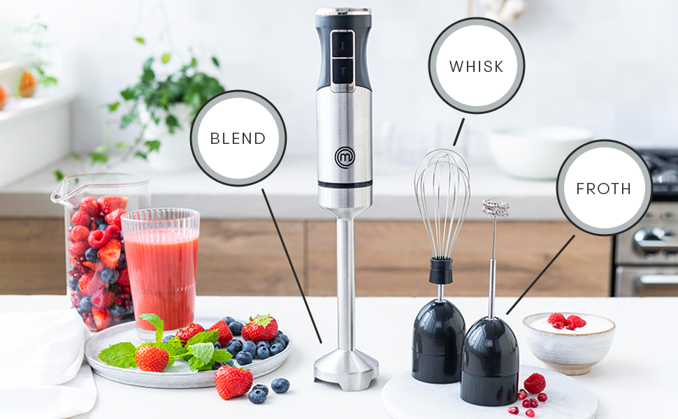 MasterChef Immersion Blender with 3 attachments and labelled functionality