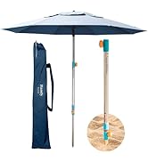 Handy Beach Umbrella &amp; Anchor System, Large 7ft Silver Coated UPF 55 Canopy, 10 Second Installati...