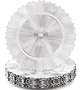Peohud 12 Pack Silver Charger Plate, 13 Inches Reef Plastic Plate Chargers for Dinner Plates, Rou...