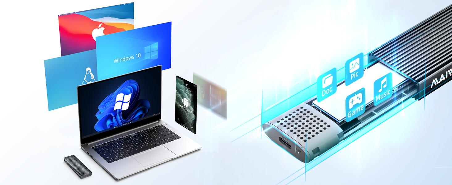 10Gbps data cable read and write speed can reach 1000+MB/s 2G HD movie transfer only takes 2 seconds