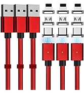 Magnetic Charging Cable 3A Fast Charging (3 Pack,3.3/6.6/6.6ft) 3 in 1 Magnetic Phone Charger Cab...