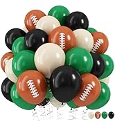 HILAVO Football Balloons, 12 Inch Dark Green Black White Sand with Brown Printed Sports Latex Bal...