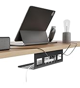 PEGZONE Under Desk Cable Management Tray, 15.7 Inches Metal Cord Organizer Rack, Desk Tray for Po...