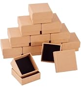 Craftdady 12pcs 2"x2" Square Jewelry Boxes for Ring Tan Jewelry Gift Boxes for Earring Necklace B...