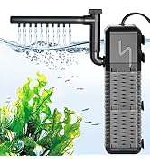 AQQA Aquarium Filter, 9W Submersible Aquarium Filter with Rainwater and Aerator System,211 GPH In...
