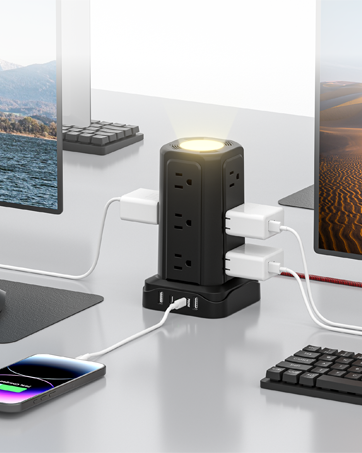 12 Outlets 4 USB Ports