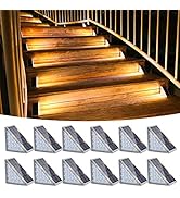 VOLISUN Solar Stair Lights 12 Pack, Waterproof IP67, 80 Lumens, LED Step Lights for Garden Backya...