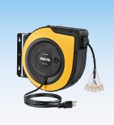 DEWENWILS Retractable Cord Reel, 60 FT Heavy Duty Extension Cord, 12AWG/3C SJTOW, 3 Grounded Outl...