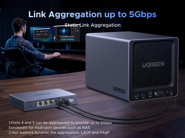 UGREEN 2.5Gb Switch, 6-Port Ethernet Switch, 5 x 2.5Gb Uplink + 1 x 10Gb SFP+