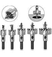 5-Piece Heavy-Duty Hole Saw Drill Bit Set Stainless Steel Rust Resistant Metal Cutting Hole Saw H...