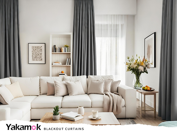 yakamok grey blackout curtains for bedroom