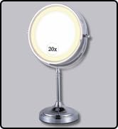 MIRRORVANA Lighted 20X/1X Magnifying Mirror on Stand (Chrome)