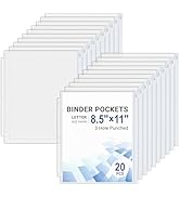Antner 20pcs Letter Size Binder Pockets for 3 Ring Binder, White Zipper Document Organizer Pouche...
