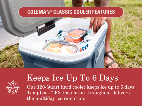 coleman classic cooler feature six days ice temp lock insulation multiday retention freeze cold