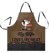 Custom Aprons for Cooking My Wife Loves My Meat Personalized Cute Aprons For Women Men Custom Pho...